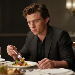 tom holland eating dinner, character sheet, character design, contrast, deep focus, turnaround, highly detailed, dramatic lighting, digital painting, artstation, concept art, matte, sharp focus, illustration, elegant, art by artgerm and greg f and alphonse mucha.