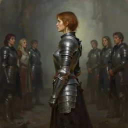 side profile painting by thomas blackshear and hsiao ron cheng of imogen poots as a gloomhaven paladin, armor, 5 4 k rtx hdr volumetric lighting matte painting, by artgerm, lawren harris, eve ventrue, magali villeneuve, jeremy lipkin, rob rey, christophe vacher