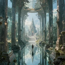externalised projections of fantasy worlds prompted by human generated by a. i. and leading to an infinite hall of mirrors
