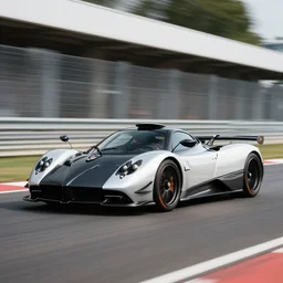 pagani zonda on a street race track, motion blur, 3 0 0 mm photography, car photography, clean lines, realistic