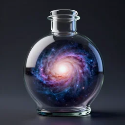 A galaxy in a glass bottle, octane render, ultra realistic