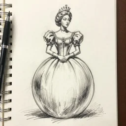 a sketch drawing, queen of the ball by gabo mendoza, trending on artstation