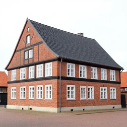 1 8 8 0 s big german farmhouse, red bricks, hannover, lower saxony, black roof