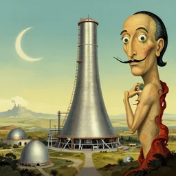 A surreal landscape around a nuclear reactor by Noah Bradley and Salvador Dali, 4k, award winning artwork, trending on artstation