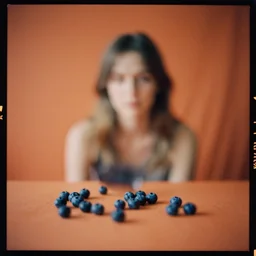 kodak portra 4 0 0, wetplate, muted colours, motion blur, still life photo of a backdrop, coloured in blueberry and orange, by britt marling,