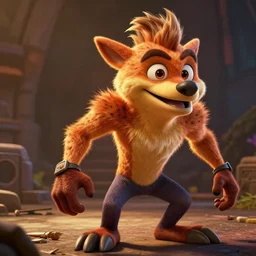 gameplay footage of actor benedict cumberbatch as playable crash bandicoot team racing character