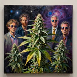 cosmic Cannabis painting by aaron brooks, chris dyer, android jones, and alex grey