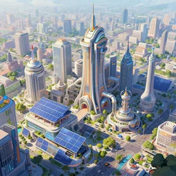 solarpunk city, trending on artstation, city inspired with solar and light industries. World renowned famous artists. Worth1000.net