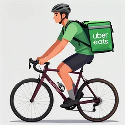 a uber eats delivery guy on his bicycle, 30mm, by Noah Bradley trending on ArtStation, deviantart, high detail, stylized portrait