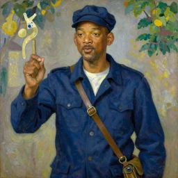 Will Smith as paperboy, painting by Paul Gauguin