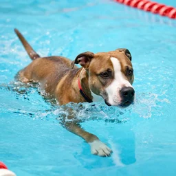 american pitpull swimming in a pool uhd 8 k