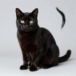 studio photo of a black cat