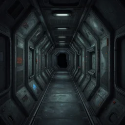 a corridor along the hull of a spaceship, from a space themed point and click 2 d graphic adventure game, set design inspired by hg giger and tomb raider, art inspired by thomas kinkade
