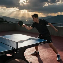 table tennis action shot