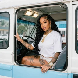 doja cat inside of a ice cream truck, still