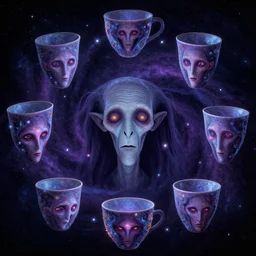 cosmic lovecraft giger fractal cups portrait, pixar style, by tristan eaton stanley artgerm and tom bagshaw.