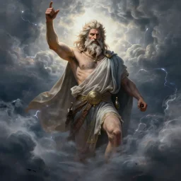 an epic digital art of Zeus in thunderclouds by Diego Gisbert Llorens, Zeus, epic painting, masterpiece, hyperdetailed, artstation, cgsociety, 8k