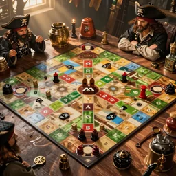 board game layout in a pirate theme