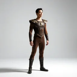 heroic acrobat in costume, cinematic studio photo, full body, standing, isolated on a pure white background, centered, whole figure in frame, sharp focus, studio lighting
