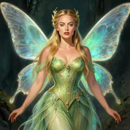 margot robbie as a fairy, fantasy art, in the style of greg rutkowski, illustration, epic, fantasy, intricate, hyper detailed, artstation, concept art, smooth, sharp focus, vibrant