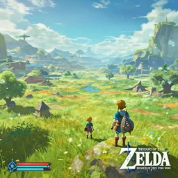 an in game heavily modded landscape from the legend of zelda breath of the wild, breath of the wild art style.