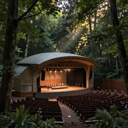 concert venue in the middle of a forest