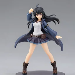 still figurine of goth anime girl wearing alternative clothes, personification, dynamic pose, detailed product photo, by makoto shinkai, featured on amiami, 8 k, 8 5 mm, f. 1 4, beautiful composition