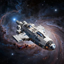 spaceship in a nebula, by Maciej Rebisz