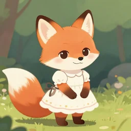 digital art of a cute fox wearing a dress