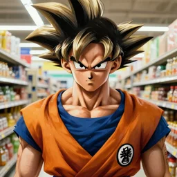 Goku at walmart, detailed, centered, digital painting, artstation, concept art, donato giancola, Joseph Christian Leyendecker, WLOP, Boris Vallejo, Breathtaking, 8k resolution, extremely detailed, beautiful, establishing shot, artistic, hyperrealistic, beautiful face, octane render, cinematic lighting, dramatic lighting, masterpiece