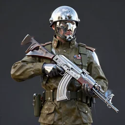russian soldier ak reflect chrome, 8 k uhd, unreal engine, octane render in the artstyle of finnian macmanus, john park and greg rutkowski