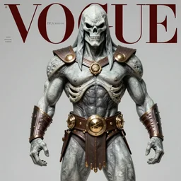 skeletor from he - man. studio photo in the 7 0's. vogue magazine cover with text. highly detailed
