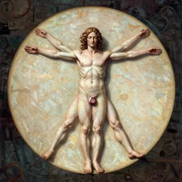 vitruvian man of a xenomorph done by leonardo de vinci