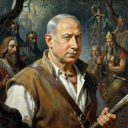 insanely detailed painting of benjamin netanyahu as an explorer, exploring a forbidden realm of old gods, depth of field, natural lighting, high contrast art, benjamin netanyahu, by moebius and tim hildebrandt and gediminas pranckevicius and ted nasmith