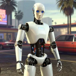 of a humanoid robot doing crimes in gta 5