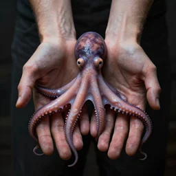 hyperrealistic mixed media image of human hands with the flesh of a cephalopod, stunning 3 d render inspired art by greg rutkowski and xiang duan and thomas eakes, perfect symmetry, realistic, highly detailed attributes and atmosphere, dim volumetric cinematic lighting, 8 k octane extremely hyper - detailed render, post - processing, masterpiece,