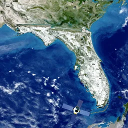 a sattelite image of Florida drifting away from America,
