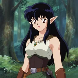 woodelf huntress, portrait, forrest background, detailed, 7 0 s anime style