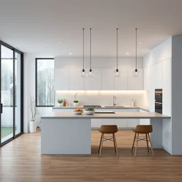 realistic render of a modern kitchen, archviz
