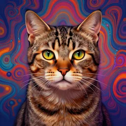 portrait of a cat in the movie fear and loathing in las vegas, extremely detailed, psychedelic, trippy, digital painting, centered, vertical symmetry, trending, artstation