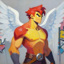 greg manchess portrait painting of snufking with angel wings as overwatch character, medium shot, asymmetrical, profile picture, organic painting, sunny day, matte painting, bold shapes, hard edges, street art, trending on artstation, by huang guangjian and gil elvgren and sachin teng