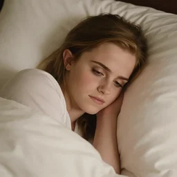 photo of emma watson tucked into bed, cute, adorable