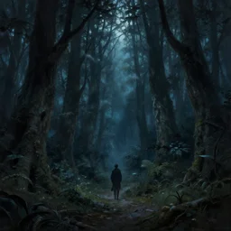 the dark fantasy forest at night, art by donato giancola and greg rutkowski