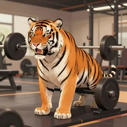 “a tiger working out in the gym, trending on artstation”