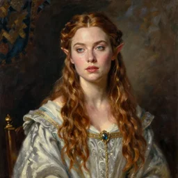 full length portrait of a elven princess (Kate Winslet), oil canvas, inspired  by John Singer Sargent's Lady Macbeth