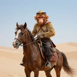 saudi samurai monkey riding a horse