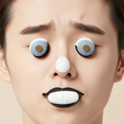 med pills with face expression