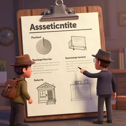 asset sheet, material study, detective investigating a case san francisco ( pixar style 3 d caricature inspiration from up movie )
