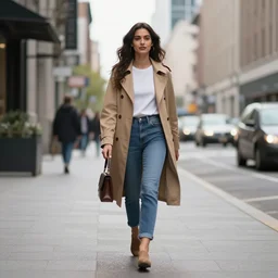 beautiful photo of a beautiful woman walking through a city, full body, hyper realistic, 8 k, dslr, 3 mm, highly detailed photograph