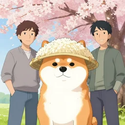 shiba inu samurai wearing a rice hat, under a sakura tree by greg rutkowski, chris tulloch mccabe and asher duran